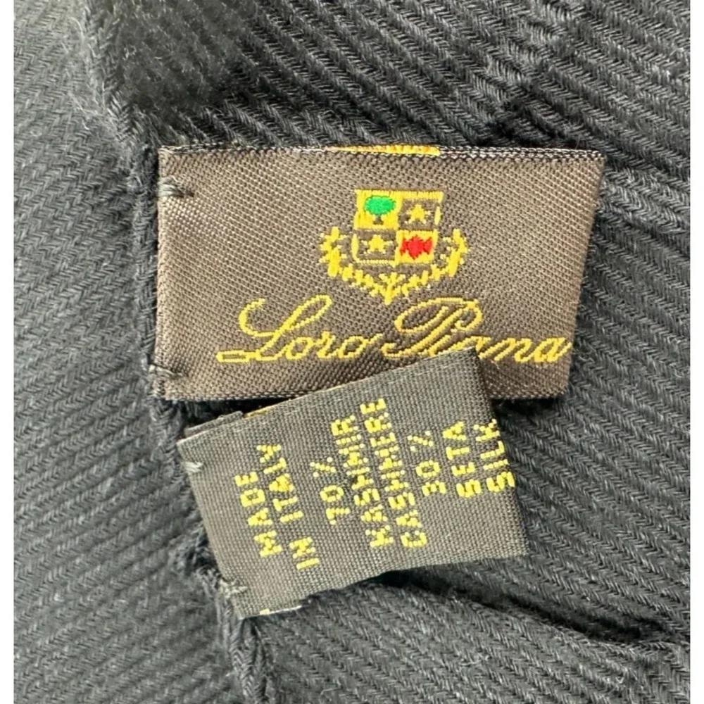 Loro‎ Piana Womens Designer Black Cashmere Diamond Rectangular Pashmina Scarf